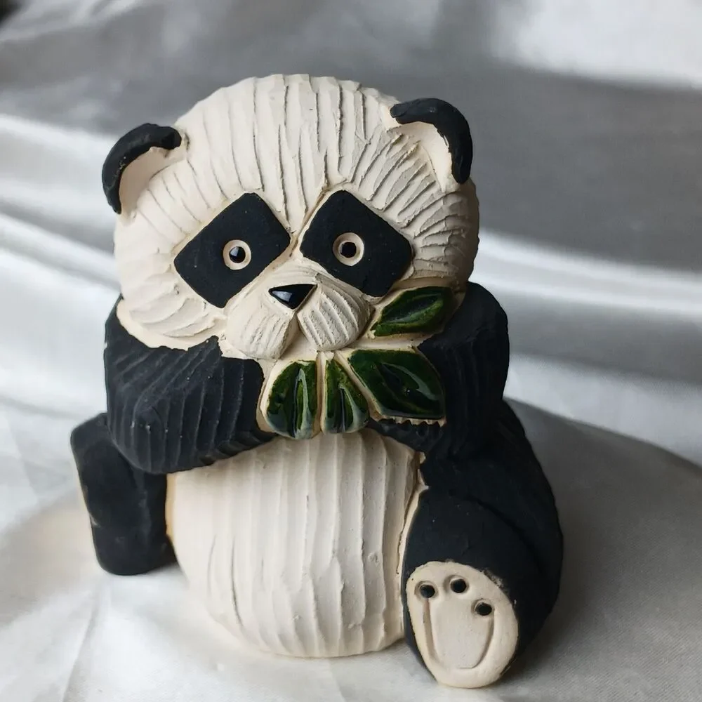 Vintage Artesania Rinconada Art Pottery Hand Crafted Clay Figurine-PANDA